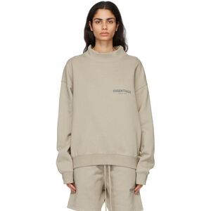 Essentials Beige Mock Neck Pullover Sweatshirt Size Small